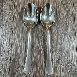 2 Reed & Barton ASHLAND MATTE Stainless Teaspoons 18/10 Frosted - 6 3/8”